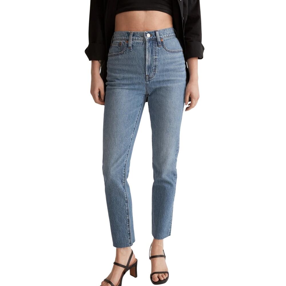 Madewell The Perfect Vintage Earlside Medium Wash Raw Hem Cut Off Hemp Jeans